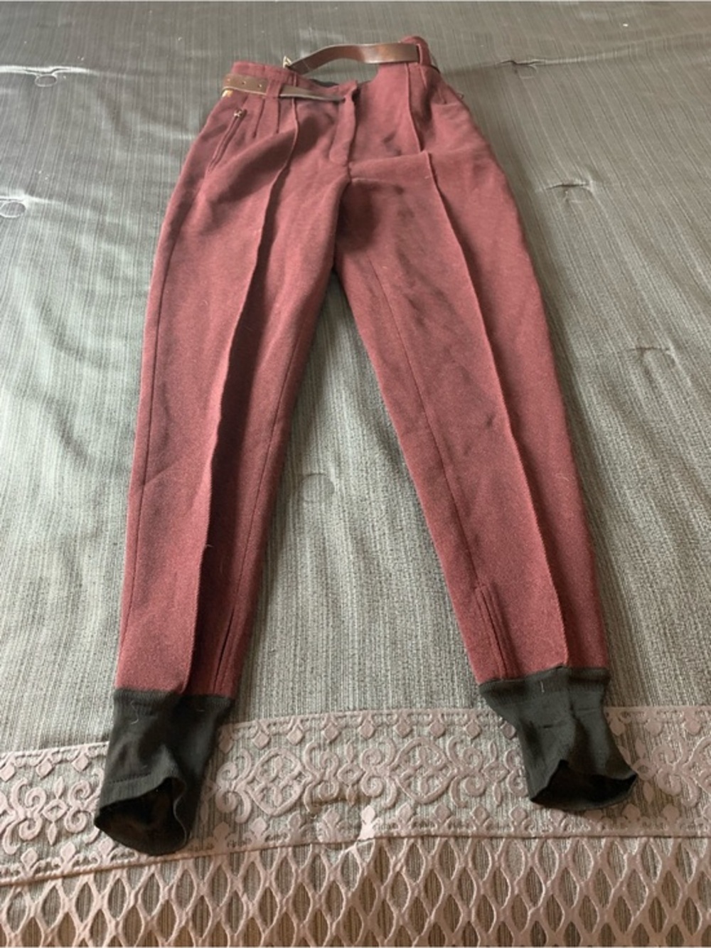Vintage Post Card Ski Stirrup Pants Burgundy Red Size 10
